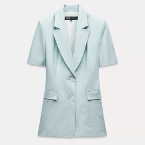 Zara Pastel Blue Short Sleeve Blazer